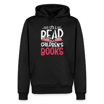 Lire Amoureux des livres Je lis encore des livres pour enfants - Sweat à capuche Premium bio Homme - noir - Devant - Nico (187cm)