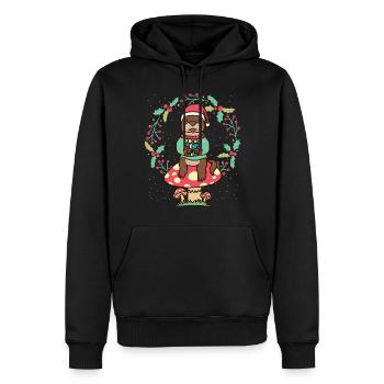 Loutre sur champignon Noël Couronne loutre de mer de Noël - Sweat à capuche Premium bio Homme - noir - Devant - Nico (187cm)