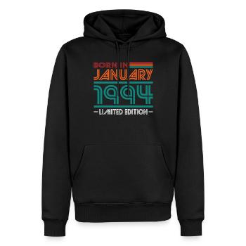 30. Geburtstag Jahrgang Januar 1994 Born in 1994 - Männer Premium Bio Hoodie - Schwarz - Vorne - Nico (187cm)