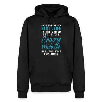 Infirmière Sage-femme Accoucheuse Femme - Sweat à capuche Premium bio Homme - noir - Devant - Nico (187cm)
