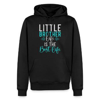 Little Brother Gifts - Männer Premium Bio Hoodie - Schwarz - Vorne - Nico (187cm)