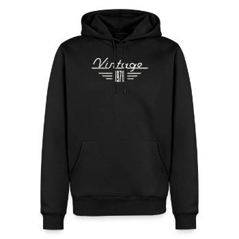 Années 1970 année de naissance minimaliste anniversaire - Sweat à capuche Premium bio Homme - noir - Devant - Nico (187cm)