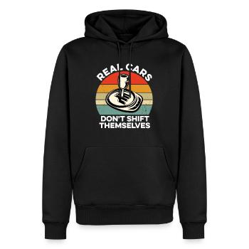 Real Cars Don't Shift Themselves Manual - Men’s Premium Organic Hoodie - black - Front - Nico (187cm)