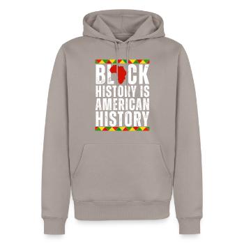 L’histoire des Noirs est l’histoire américaine afrocentrique - Sweat à capuche Premium bio Homme - taupe - Devant - Nico (187cm)