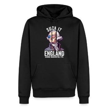Suck It England Lustig 4. Juli George - Männer Premium Bio Hoodie - Schwarz - Vorne - Nico (187cm)