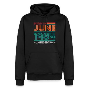 40. Geburtstag Jahrgang Juni 1984 Born in 1984 - Männer Premium Bio Hoodie - Schwarz - Vorne - Nico (187cm)
