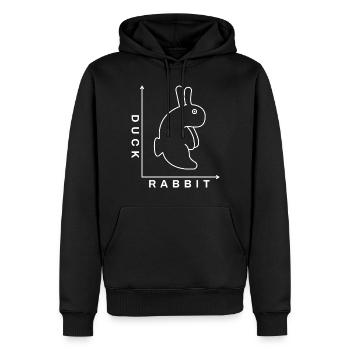 Rabbit Duck Illusion - Männer Premium Bio Hoodie - Schwarz - Vorne - Nico (187cm)