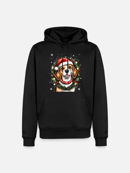 Beagle Portrait Noël - Sweat à capuche Premium bio Homme - noir