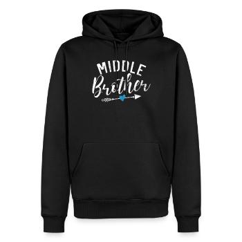 Middle Brother Gifts - Männer Premium Bio Hoodie - Schwarz - Vorne - Nico (187cm)