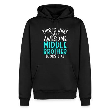 Middle Brother Gifts - Männer Premium Bio Hoodie - Schwarz - Vorne - Nico (187cm)