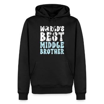 Cadeaux du frère du milieu - Sweat à capuche Premium bio Homme - noir - Devant - Nico (187cm)