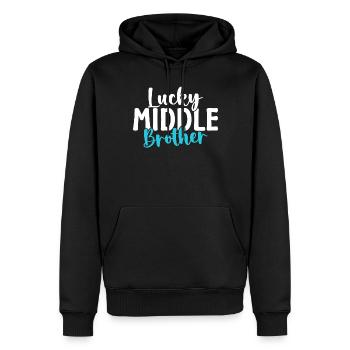 Middle Brother Gifts - Männer Premium Bio Hoodie - Schwarz - Vorne - Nico (187cm)