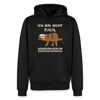 Ich bin nicht Faul ich spare Energie ein Faultier - Männer Premium Bio Hoodie - Schwarz - Vorne - Nico (187cm)