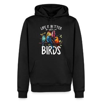 Drôle d’observation des oiseaux La vie est bonne ornithologue - Sweat à capuche Premium bio Homme - noir - Devant - Nico (187cm)