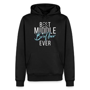 Middle Brother Gifts - Männer Premium Bio Hoodie - Schwarz - Vorne - Nico (187cm)