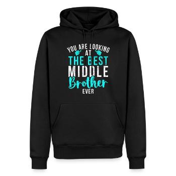 Middle Brother Gifts - Männer Premium Bio Hoodie - Schwarz - Vorne - Nico (187cm)
