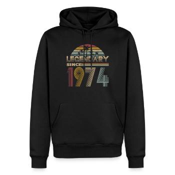 50e anniversaire Millésime 1974 Légendaire depuis 1974 - Sweat à capuche Premium bio Homme - noir - Devant - Nico (187cm)