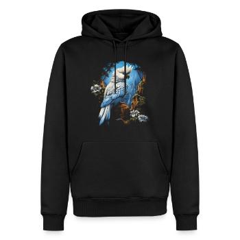 Plumes de perroquet tropical oiseau majestueux - Sweat à capuche Premium bio Homme - noir - Devant - Nico (187cm)