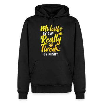Infirmière sage-femme accoucheuse Sage-femme - Sweat à capuche Premium bio Homme - noir - Devant - Nico (187cm)
