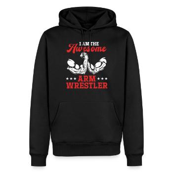 I Am The Awesome Arm Wrestler - Arm Wrestling Arm - Männer Premium Bio Hoodie - Schwarz - Vorne - Nico (187cm)