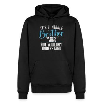 Middle Brother Gifts - Männer Premium Bio Hoodie - Schwarz - Vorne - Nico (187cm)