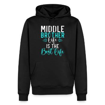 Middle Brother Gifts - Männer Premium Bio Hoodie - Schwarz - Vorne - Nico (187cm)