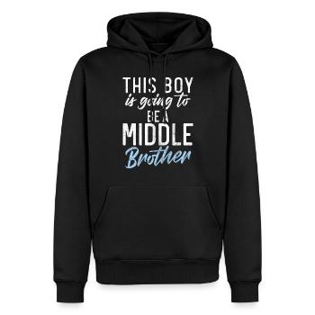 Middle Brother Gifts - Männer Premium Bio Hoodie - Schwarz - Vorne - Nico (187cm)