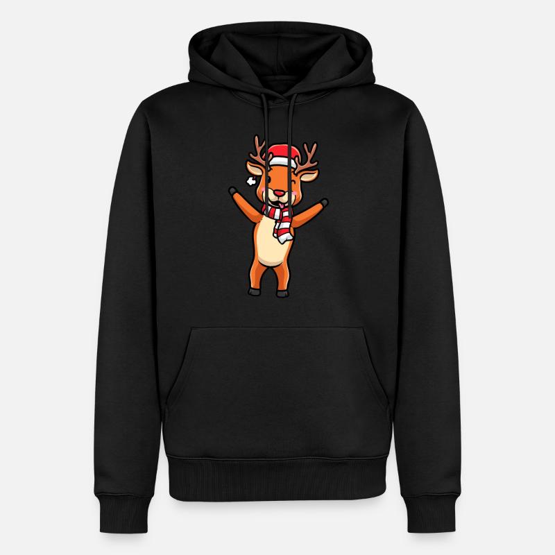Émoticône de renne Noël Noël - Sweat à capuche Premium bio Homme - noir