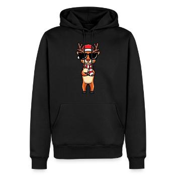 Reindeer Emoticon Christmas Christmas - Men’s Premium Organic Hoodie - black - Front - Nico (187cm)