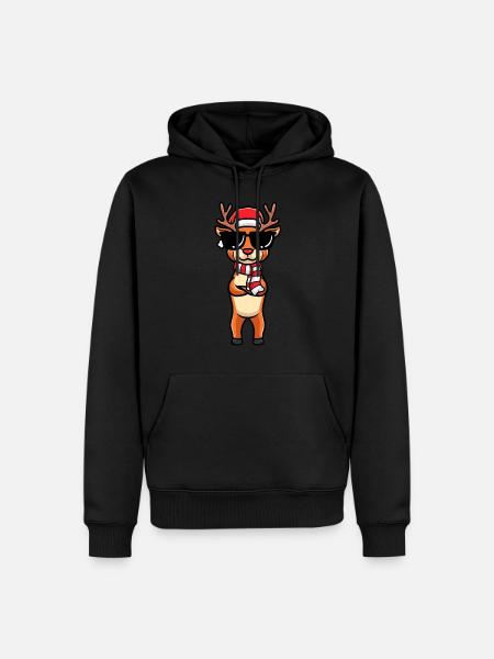 Émoticône de renne Noël Noël - Sweat à capuche Premium bio Homme - noir