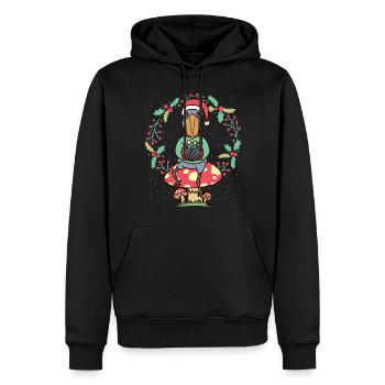 Shoebill oiseau sur champignon Noël - Sweat à capuche Premium bio Homme - noir - Devant - Nico (187cm)