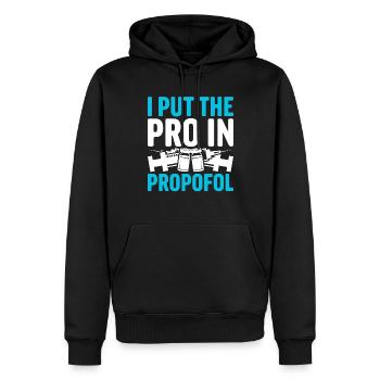 Anesthésiste, j’ai mis le pro dans le propofol - Sweat à capuche Premium bio Homme - noir - Devant - Nico (187cm)
