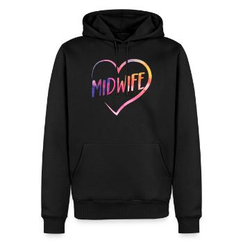 Infirmière Sage-femme Accoucheuse Coeur - Sweat à capuche Premium bio Homme - noir - Devant - Nico (187cm)