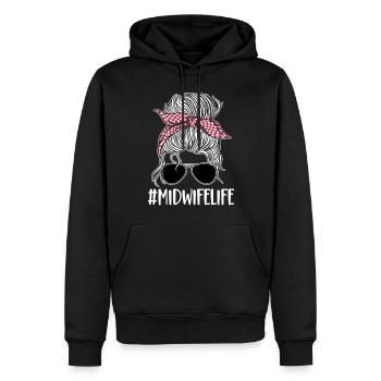 Infirmière sage-femme accoucheuse - Sweat à capuche Premium bio Homme - noir - Devant - Nico (187cm)