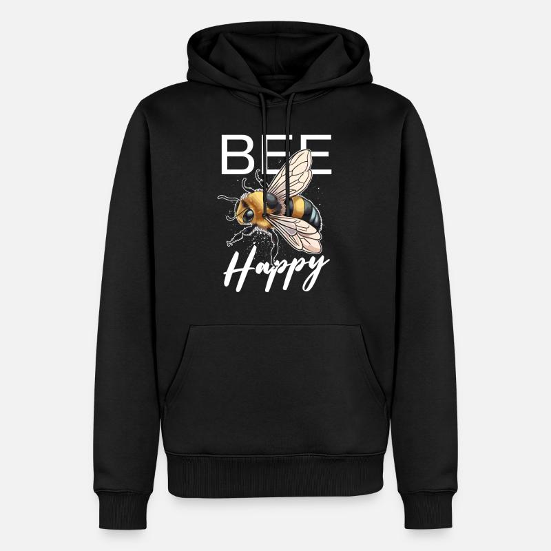 Bee Happy - Männer Premium Bio Hoodie - Schwarz