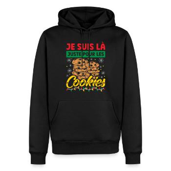 Noel Je Suis Là Juste Pour Les Cookies Noël Femme - Sweat à capuche Premium bio Homme - noir - Devant - Nico (187cm)