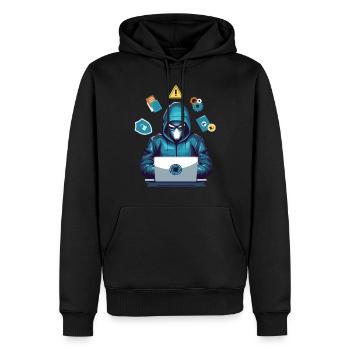 Drôle Hacker Style Hacking Amant Ordinateur - Sweat à capuche Premium bio Homme - noir - Devant - Nico (187cm)