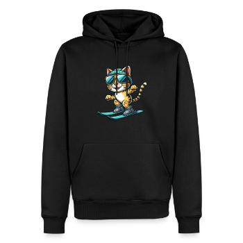 Jolie boîte de dessin animé sur skis chat du Bengale - Sweat à capuche Premium bio Homme - noir - Devant - Nico (187cm)