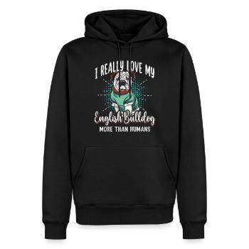 J’aime vraiment mon bouledogue anglais plus que les humains - Sweat à capuche Premium bio Homme - noir - Devant - Nico (187cm)