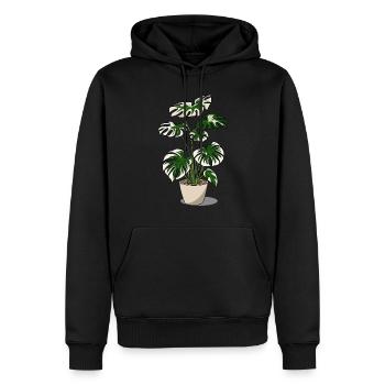 Monstera panaché - Sweat à capuche Premium bio Homme - noir - Devant - Nico (187cm)