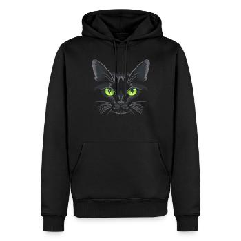 Chat noir Yeux verts - Sweat à capuche Premium bio Homme - noir - Devant - Nico (187cm)