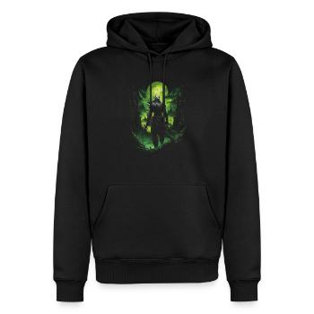 Fantasy Chevalier Château Magie Conte de Fées Mythique Gothique - Sweat à capuche Premium bio Homme - noir - Devant - Nico (187cm)