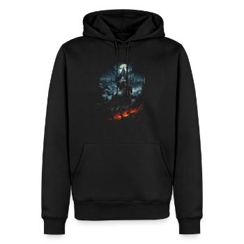 Fantasy Chevalier Château Magie Conte de Fées Mythique Gothique - Sweat à capuche Premium bio Homme - noir - Devant - Nico (187cm)