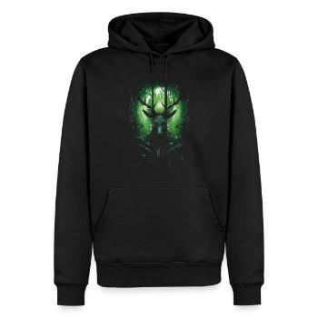 Fantasy cerf château magique elfique désert Fable - Sweat à capuche Premium bio Homme - noir - Devant - Nico (187cm)