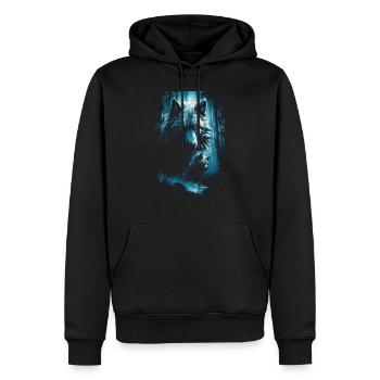 Dunkle Kunst Wolf Wald Mythisch - Männer Premium Bio Hoodie - Schwarz - Vorne - Nico (187cm)