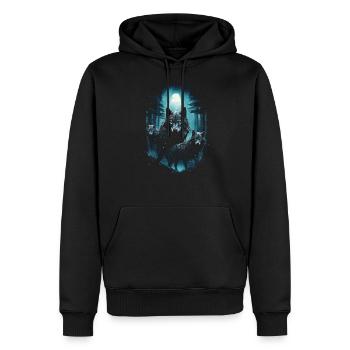 Dunkle Kunst Wolf Wald Mythisch - Männer Premium Bio Hoodie - Schwarz - Vorne - Nico (187cm)
