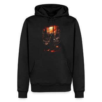 Fantasy Chevalier Château Magie Conte de Fées Mythique Gothique - Sweat à capuche Premium bio Homme - noir - Devant - Nico (187cm)