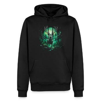 Fantasy cerf château magique elfique désert Fable - Sweat à capuche Premium bio Homme - noir - Devant - Nico (187cm)