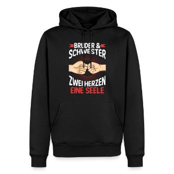 Geschwister Bruder und Schwester - Männer Premium Bio Hoodie - Schwarz - Vorne - Nico (187cm)
