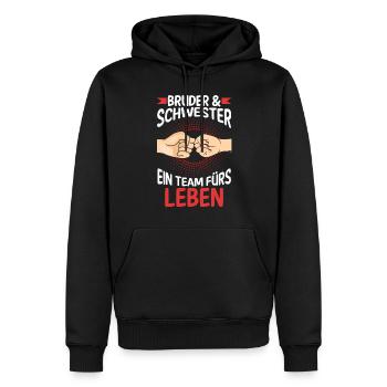 Geschwister Bruder und Schwester - Männer Premium Bio Hoodie - Schwarz - Vorne - Nico (187cm)